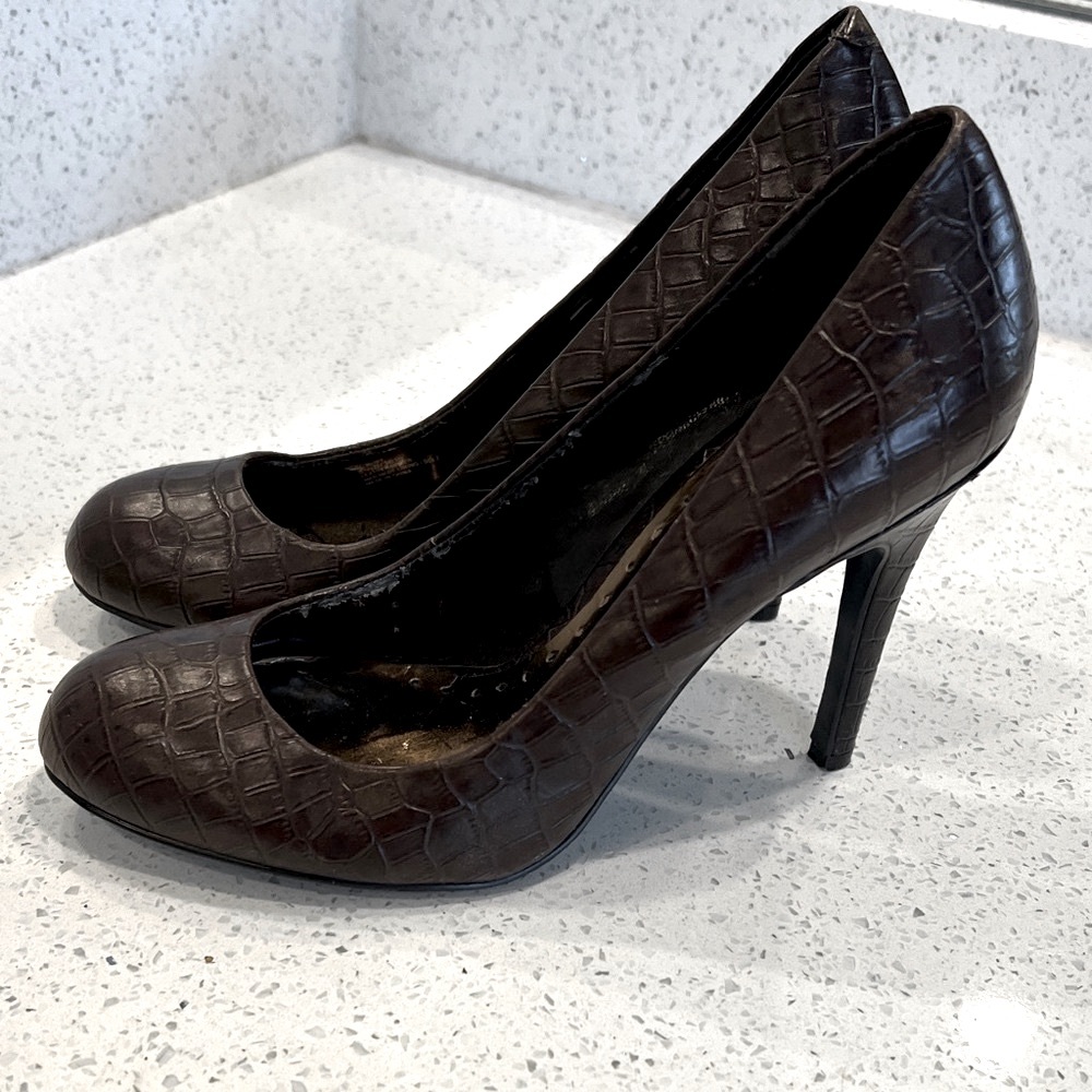 BCBGirls Dark Brown Croc-Pattern Heels